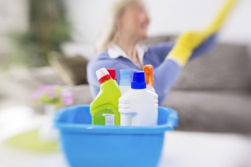Cleaning a busy office carpet with careful attention to access and drying
